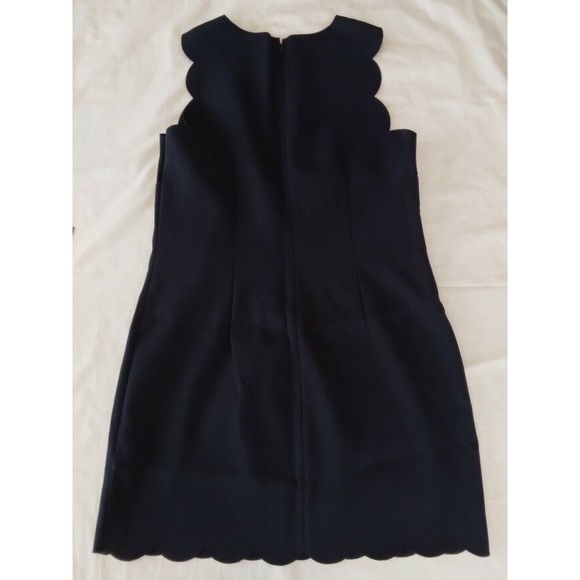 J Crew Womens Scallop Sheath Dress Size 8 Navy Blue Sleeveless Back Zip  A3744 - Picture 5 of 9